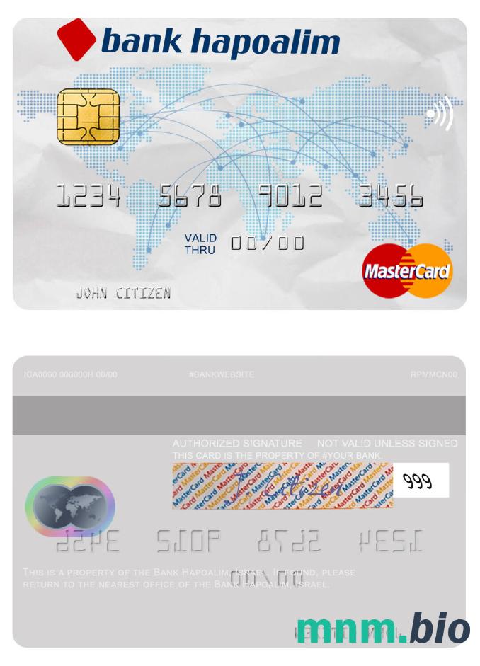 Israel Bank Hapoalim przykład karty mastercard w formacie PSD